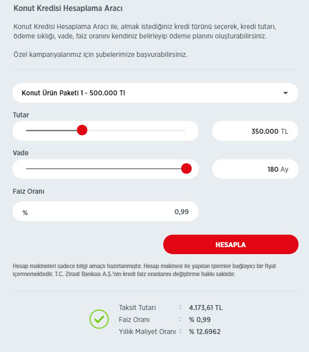 Ziraat Konut Kredi Hesaplama