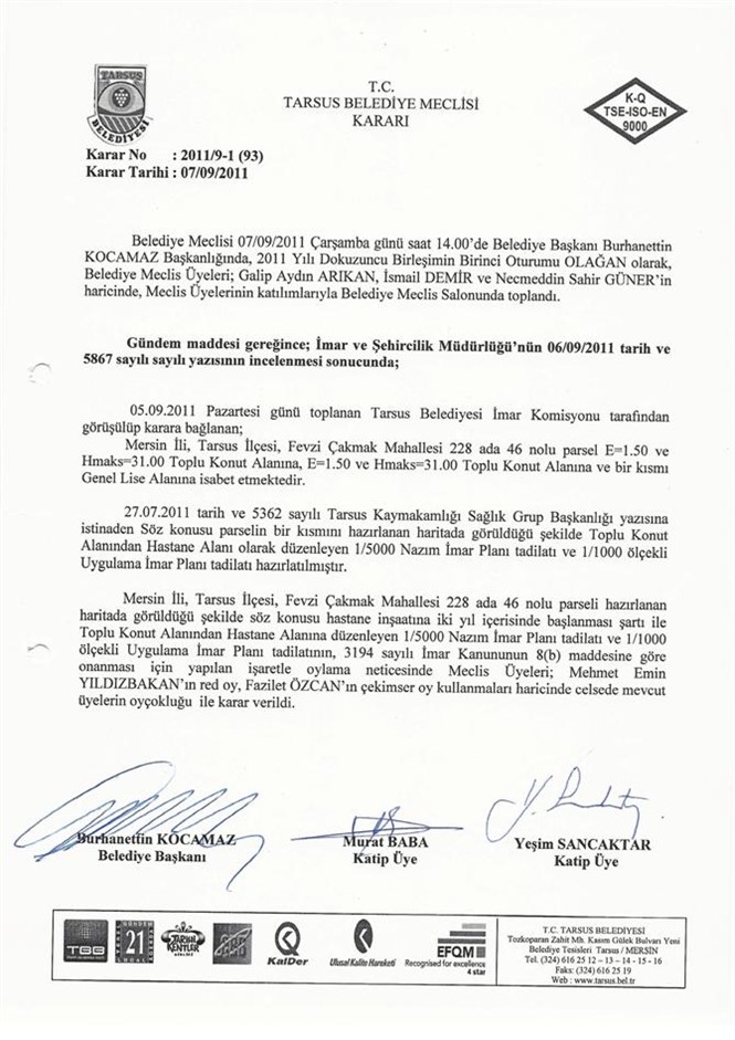 Basına ve Kamuoyuna, AK Parti Tarsus İlçe Başkanı İbrahim Gül'e Yanıt