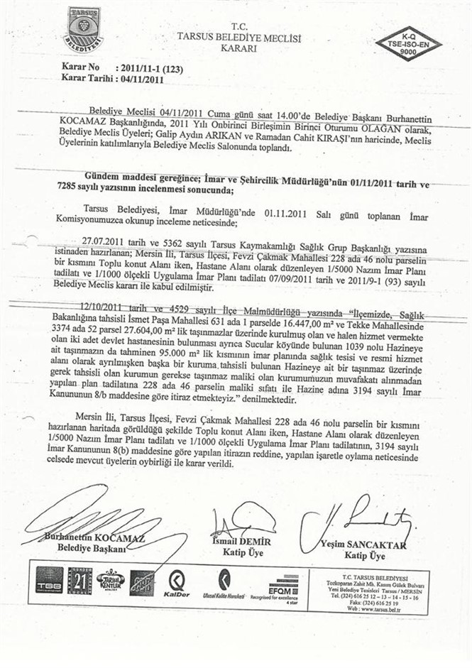 Basına ve Kamuoyuna, AK Parti Tarsus İlçe Başkanı İbrahim Gül'e Yanıt