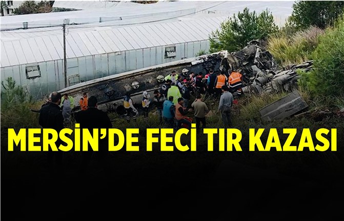 Mersin'de Zift Yüklü Tır Şarampole Yuvarlandı