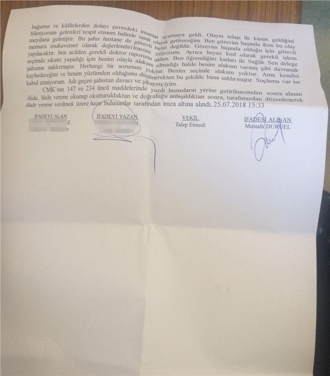 Mersin’de Sağlık Çalışanına Şiddet, Sendika Yöneticisinden Sağlık Personeline Şiddet