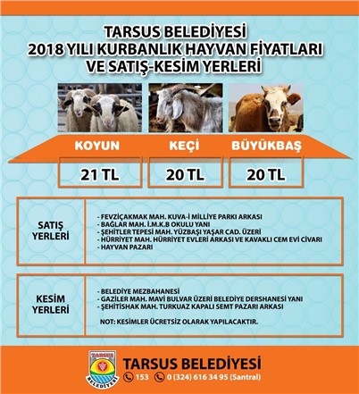 Mersin Tarsus’ta Kurbanlık Fiyatları ve Satış Yerleri Belli Oldu