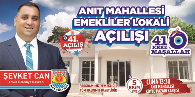 Emekliler Lokali 5 Ekim Cuma Günü Açılıyo, Tarsus Belediyesi, Emeklilere İkinci Baharını Yaşatacak