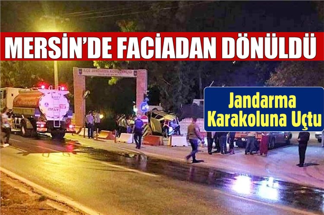 Mersin'de Feci Kaza. Otomobil Jandarma Karakoluna Uçtu