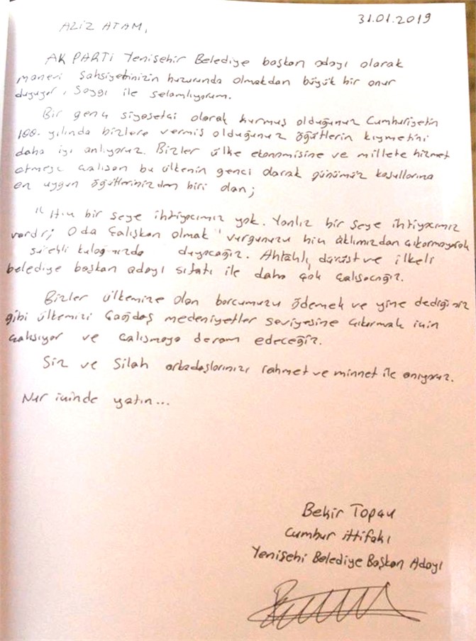 Cumhur İttifakı Yenişehir Adayı Bekir Topçu, ATA’nın Huzuruna Çıktı