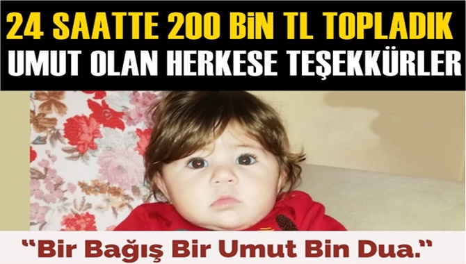 Mersin Tarsus'ta 8 Aylık Aybars Bebek İçin Başlatılan Kampanyada 24 Saatte 200 Bin TL Toplandı
