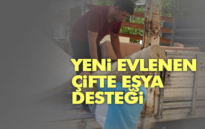 Mersin'de Yeni Evlenen Çifte Eşya Desteği; Gülnar Belediyesi Çanakkale Şehitleri Giyim-Gıda Yardımlaşma Bankasından Eşya Desteği