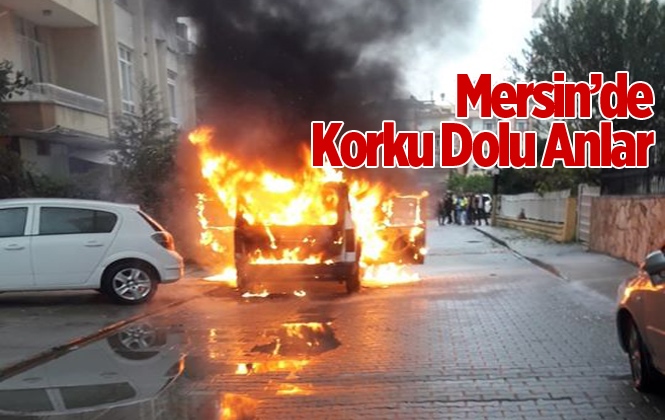 Mersin Tarsus'ta Bir Araç Tamamen Yandı