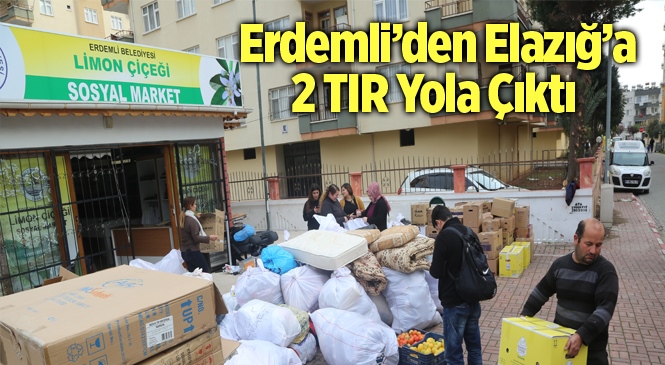 Erdemli’den Deprem Bölgesine 2 Tır Yardım Malzemesi