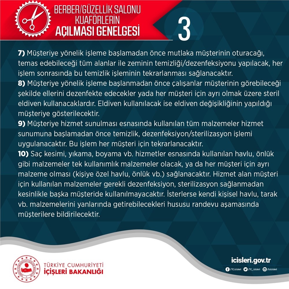 11 Mayıs’ta Açılacak Olan Berber, Güzellik Salonu, Kuaförler İle İlgili Yeni Genelge