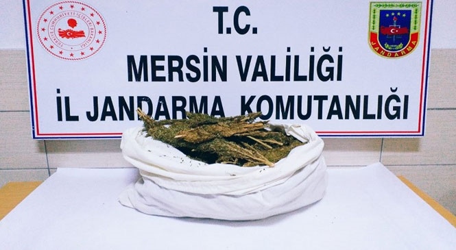 Yenişehir Bozön Mahallesinde Kaçmak İsterken Jandarma Tarafından Yakalanan Şahısların Attığı Poşetten Esrar Çıktı