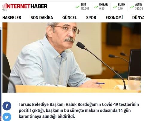 Tarsus Belediye Başkanı Haluk Bozdoğan'ın Makam Odasında Karantina Altına Alındığı İddia Edildi