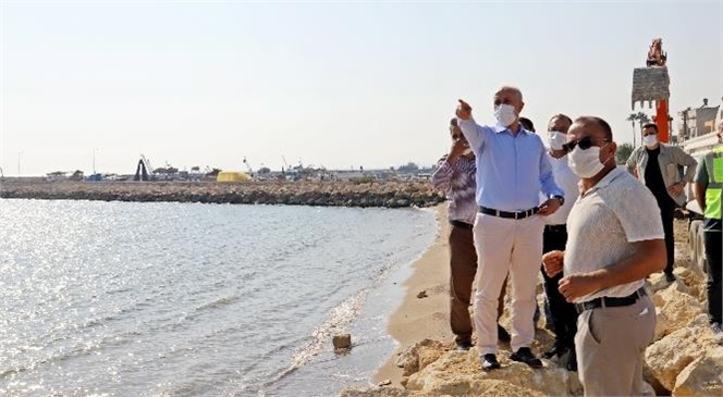 Akdeniz Belediye Başkanı Gültak; Karaduvar Sahil Düzenleme Çalışmalarını Yerinde İnceledi