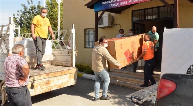 Tarsus ve Çamlıyayla’da Evleri Yanan 8 Aileye Eşya Yardımı Yapıldı