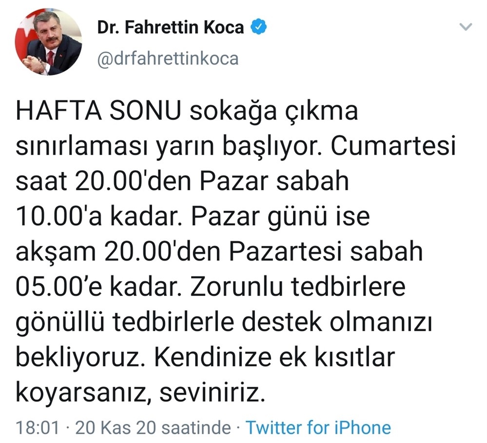 Kısıtlama Ne Zaman Başlayacak Gün ve Saatleri