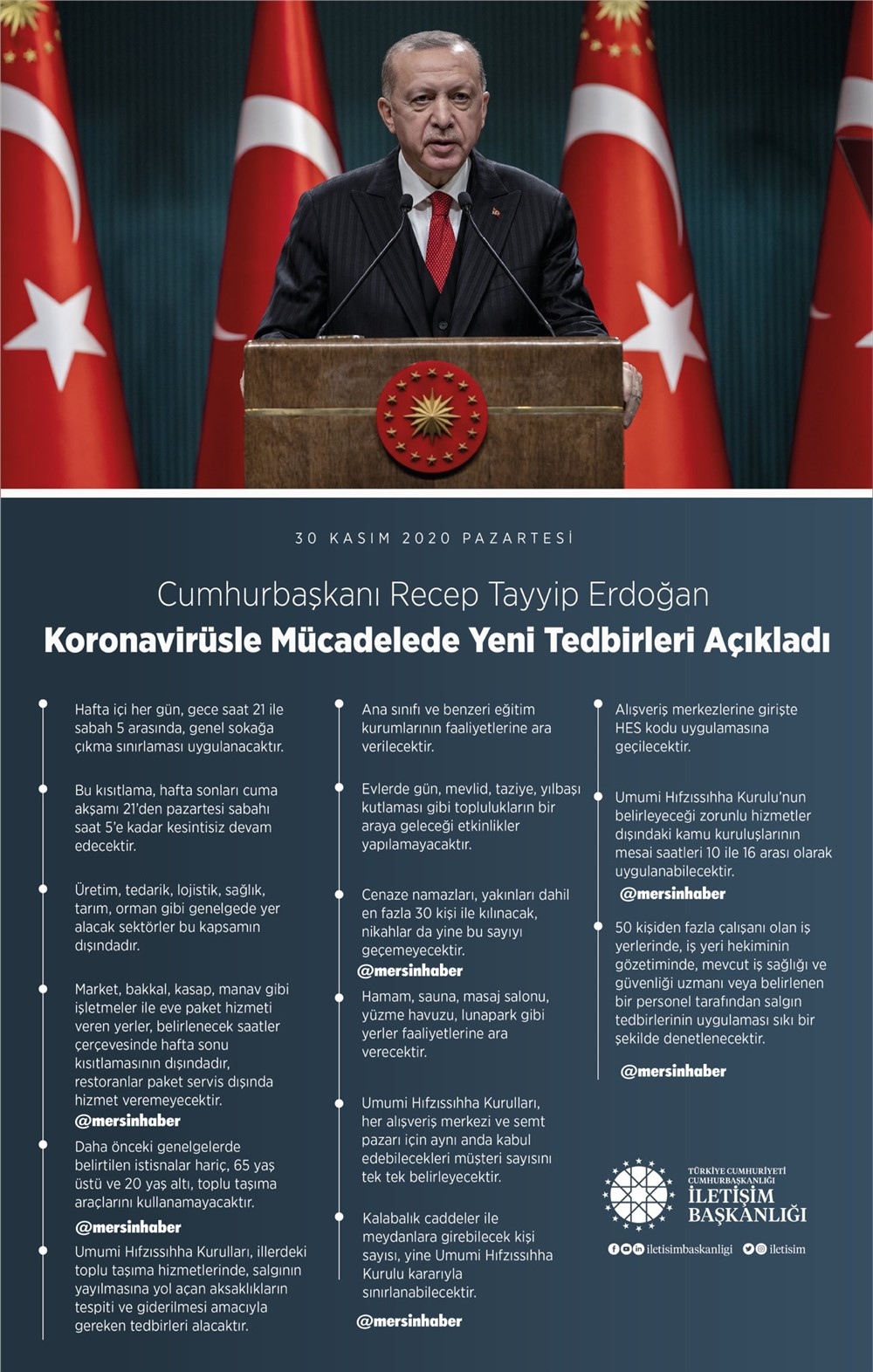 Cumhurbaşkanı Erdoğan'ın Açıkladığı Koronavirüs Tedbirleri