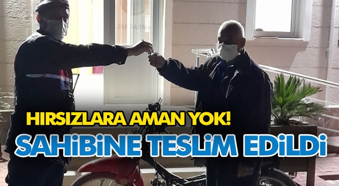 Mersin'de Jandarma Ekiplerince 76 Saatlik Güvenlik Kamerası Kayıtları İzlenerek Çalınan Motosiklet Bulundu ve Sahibine Teslim Edildi