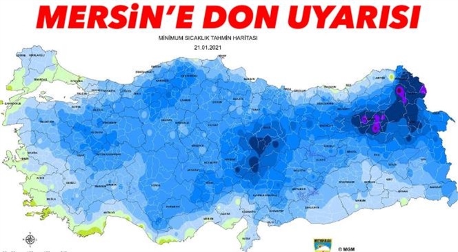 Mersin’e Don Uyarısı; Sıcaklıklar 0 Derecenin Altına Düşecek