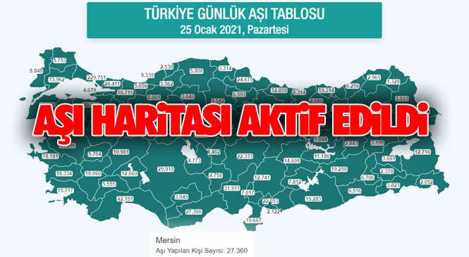 Mersin'de Kaç Kişiye Aşı Yapıldı (25 Ocak 2021 Pazartesi Verileri) Türkiye Haritası Üzerinden Komşu İllerimiz Adana, Antalya ve Hatay'a Veriler Yer de Alıyor