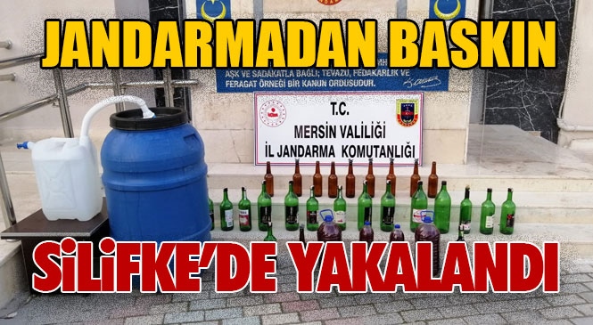 Mersin Silifke'de Jandarma, Sahte Alkollü İçki Üretimi Yapılarak Piyasa Sürülen Eve Baskın Yaptı