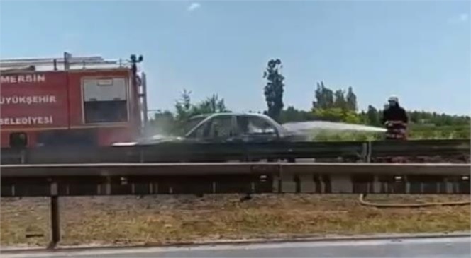 Tarsus Keloğlu Köprüsü Civarında Çıkan Araç Yangını Mersin Büyükşehir İtfaiye Ekiplerince Söndürüldü