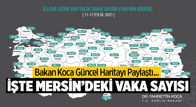 İllere Göre 100 Bin Kişiye Düşen Koronavirüs Vaka Sayısı Açıklandı! İşte Mersin’de Son Durum…