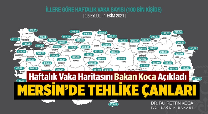 Haftalık Koronavirüs Vaka Haritası Açıklandı! Mersin’deki Artış Çok Büyük