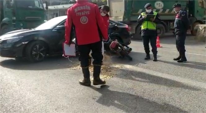 Mersin Erdemli'de Motosiklet ve Otomobil Çarpıştı