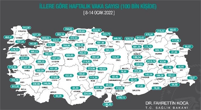 Sağlık Bakanı Fahrettin Koca Haftalık Vaka Yoğunluğu Haritasını Paylaştı