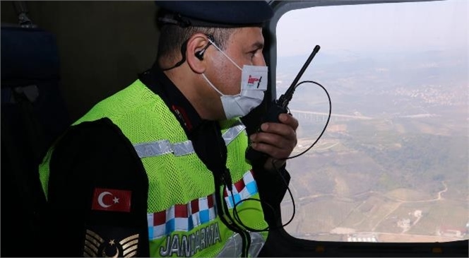 Mersin'de Jandamadan Helikopter Destekli Trafik Denetimi