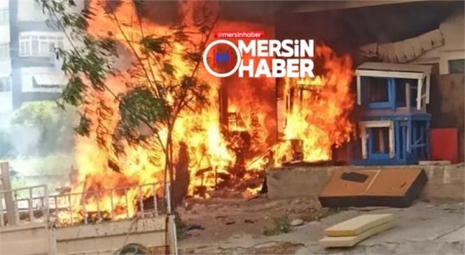 Mezitli'de İşyeri Yangını