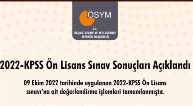 2022-KPSS Ön Lisans Sınav Sonuçları Açıklandı