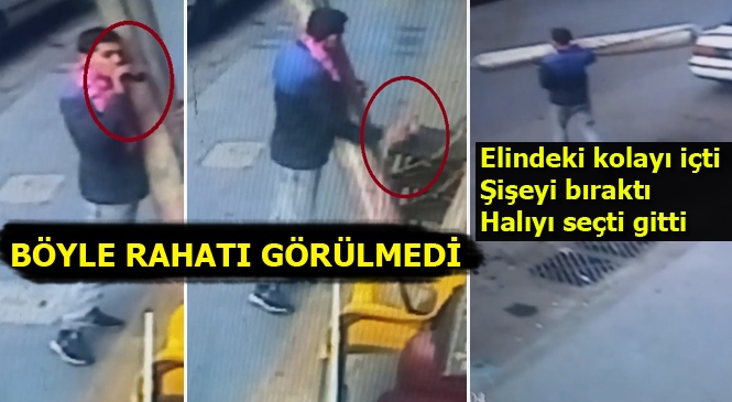 Kucaklayıp Götürdü! Elindeki Şişeyi Olay Yerine Bıraktı