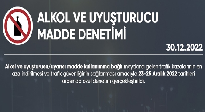 Bin 186 Sürücünün Alkol Etkisinde Araç Kullandığı Tespit Edildi