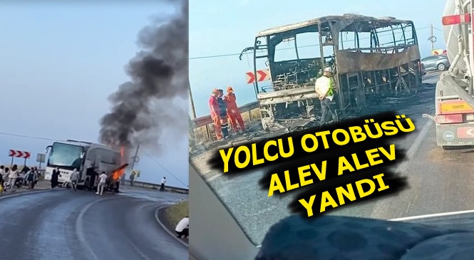 Mersin'de Yanan Uzun Yol Otobüsü Hurdaya Döndü