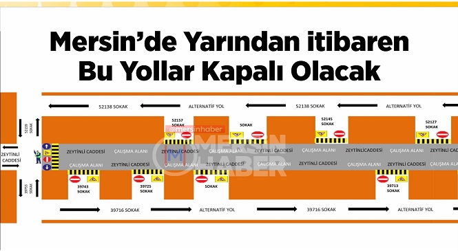 Mersinliler Dikkat, Mezitli İlçesindeki Yol Çalışmasından Dolayı Çok Sayıda Bölgede Trafik Akışı Duracak