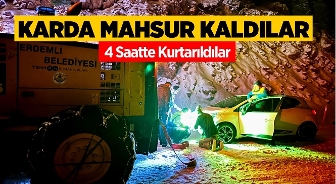 Mersin Erdemli’de Karda Mahsur Kalan 2 Kişi 4 Saatte Kurtarıldı