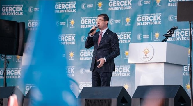 Cumhur İttifakı Mersin Büyükşehir Belediye Başkan Adayı Serdar Soydan, Cumhurbaşkanı Erdoğan’ın Mersin Mitinginde Konuştu