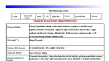 Elazığ'da Kuvvetli Kar Yağışı Bekleniyor