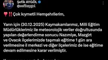 Tunceli'de Taşımalı Eğitime Ara Verildi