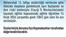 Elazığ'da Taşımalı Eğitime Ara Verildi