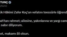 Bakan Tunç’tan Yargıtay Hakimi Koç’a Başsağlığı Mesajı