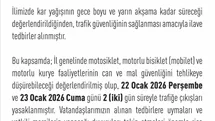 Elazığ'da Motosiklet Trafiği Yasaklandı