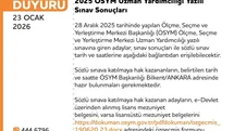 Uzman Yardımcılığı Sınavı Sonuçları Açıklandı