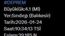 Balıkesir'de 4.1 Büyüklüğünde Deprem Oldu
