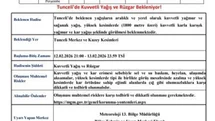 Tunceli'de Kuvvetli Yağış Uyarısı