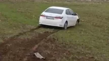 Siirt'te Tarlaya Giren Otomobil Kazası