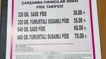 Samsun Çarşamba'da Pide Fiyatları Açıklandı