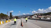 Burdur'da Helikopterle Trafik Denetimi