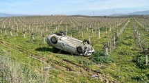 Manisa'da Takla Atan Araç Üzüm Bağına Uçtu